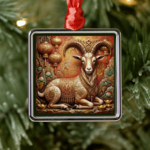 Year Of The Goat 2027 Lucky Lunar New Year Ornamen Metal Ornament