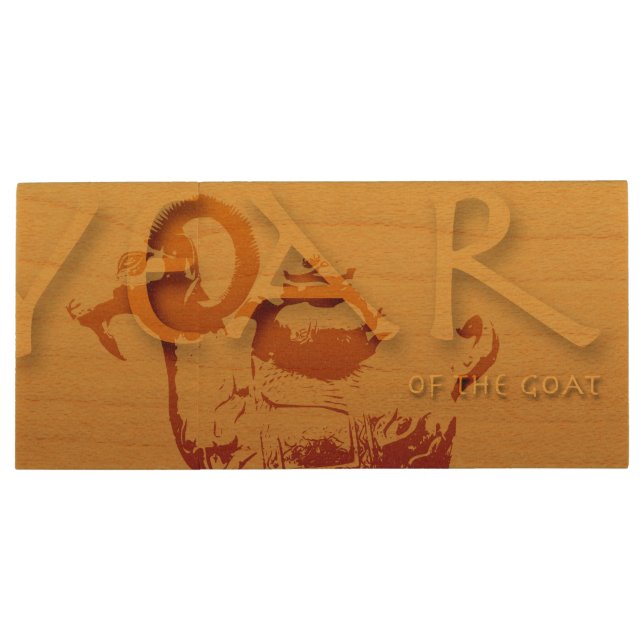 Year of the Goat Chinese Year Zodiac USB Wood Flash Drive (Back)