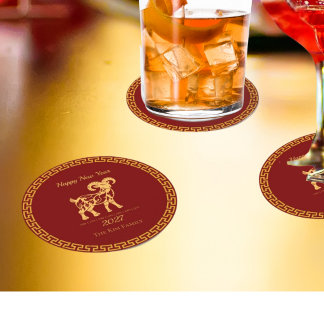 Year of the Goat Lunar New Year 2027  Round Paper Coaster