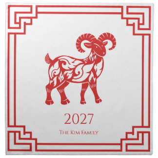 Year of the Goat Lunar New Year Red Cloth Napkin