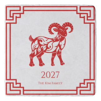 Year of the Goat Lunar New Year Red Trivet