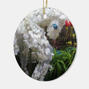 Year of the Horse 春節馬 ... Chinese Flower Topiary Ceramic Ornament