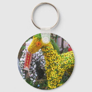 Year of the Horse 春節馬 ... Chinese Flower Topiary Keychain