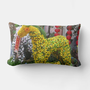 Year of the Horse 春節馬 ... Chinese Flower Topiary Lumbar Pillow