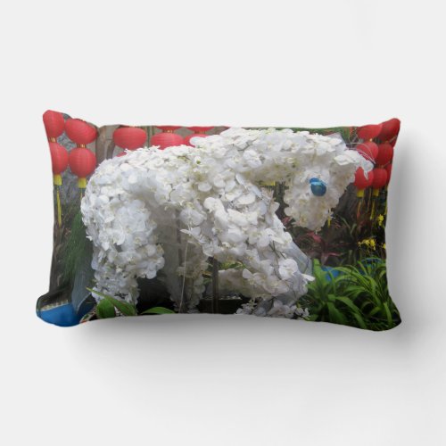 Year of the Horse  春節馬  Chinese Flower Topiary Lumbar Pillow