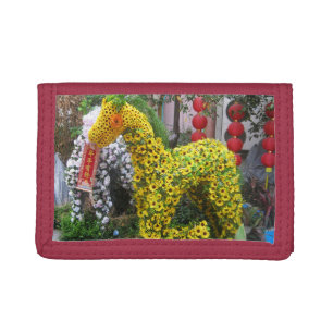 Year of the Horse 春節馬 ... Chinese Flower Topiary Tri-fold Wallet