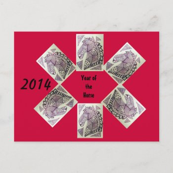 Year Of The Horse 2014 Chinese New Year Postcard by busycrowstudio at Zazzle