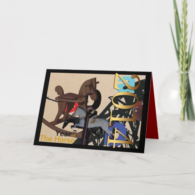 Year of the Horse 2014 - Dada Collage - Greetings Holiday Card (Front)
