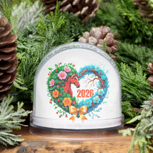Year of the horse 2026 and Your name Snow Globe