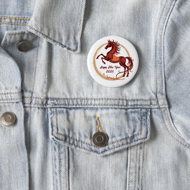 Year of the Horse 2026 Brown color Button (In Situ)