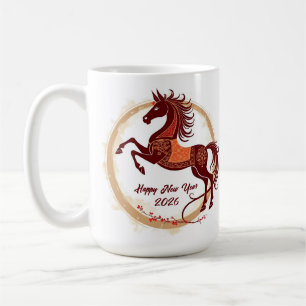 Year of the Horse 2026 Brown color Coffee Mug
