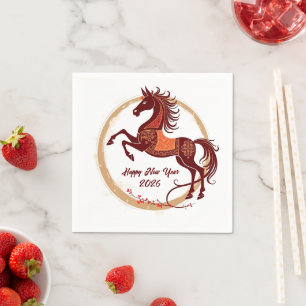 Year of the Horse 2026 Brown color Napkins