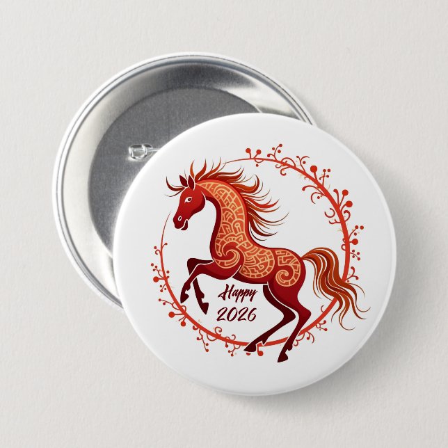 Year of the Horse 2026 Button (Front & Back)