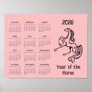 Year of the Horse 2026 Calendar Poster