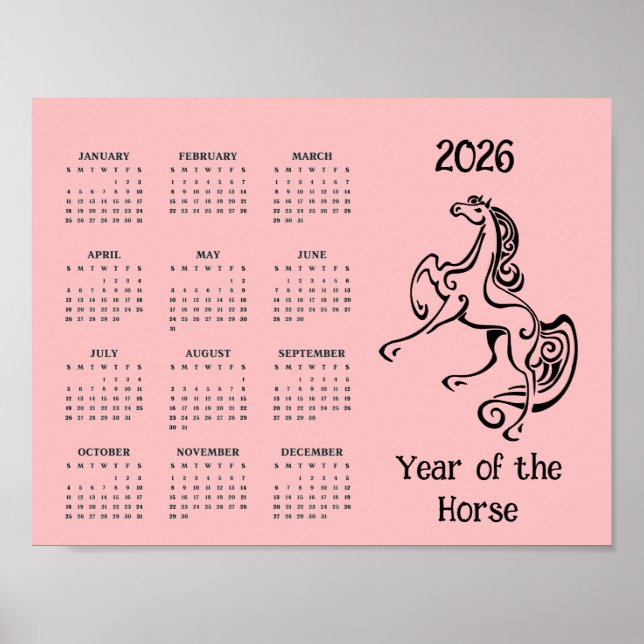 Year of the Horse 2026 Calendar Poster (Front)