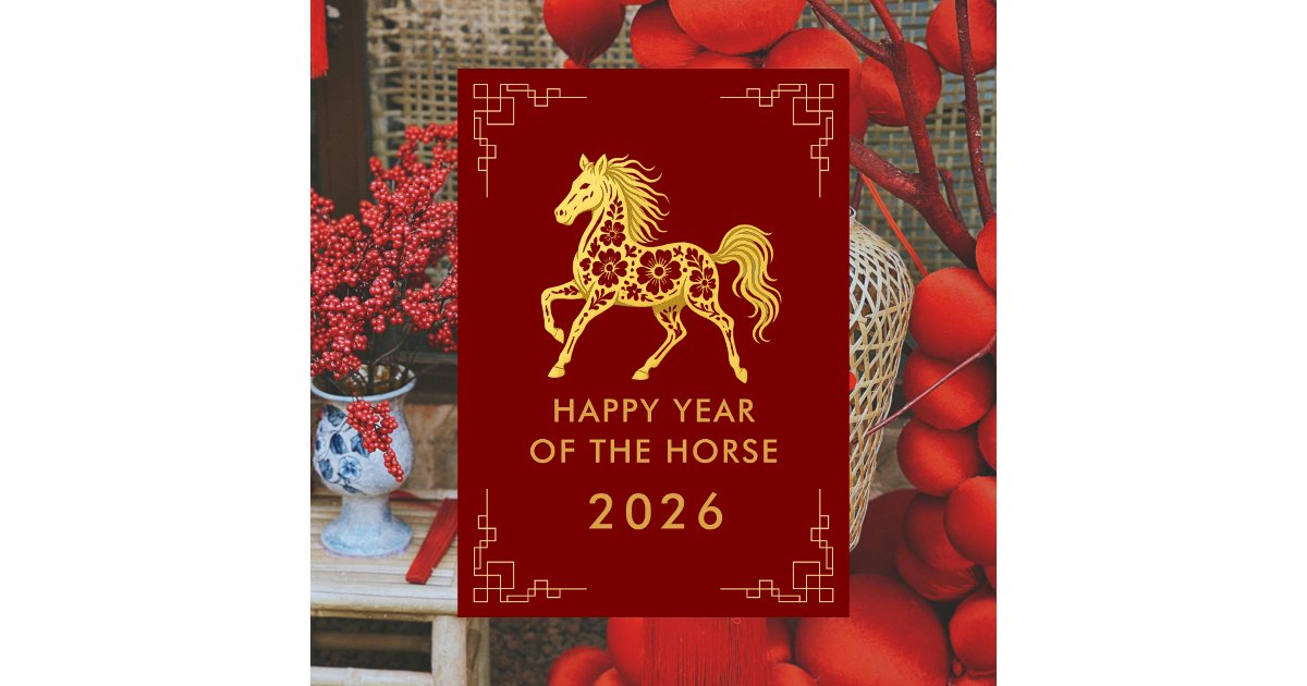 Year of the Horse 2026 - Chinese lunar New Year Holiday Card | Zazzle