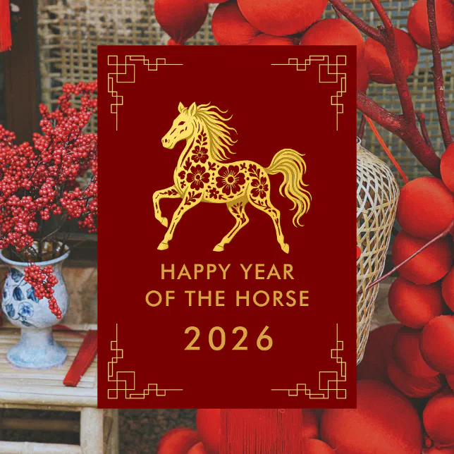Year of the Horse 2026 - Chinese lunar New Year Holiday Card
