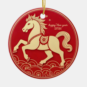 Year of the Horse 2026 Chinese New Year Ceramic Ornament