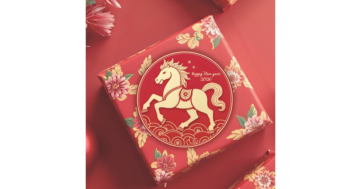 Year of the Horse 2026 Chinese New Year Classic Round Sticker | Zazzle