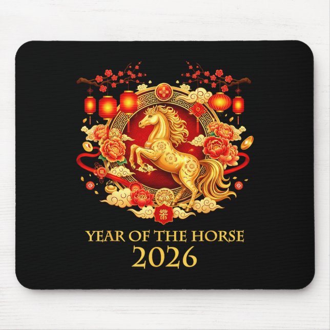Year Of The Horse 2026 Chinese New Year Horse Lant Mouse Pad (Front)
