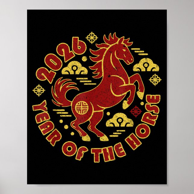 Year Of The Horse 2026 Chinese New Year Horse Lant Poster (Front)