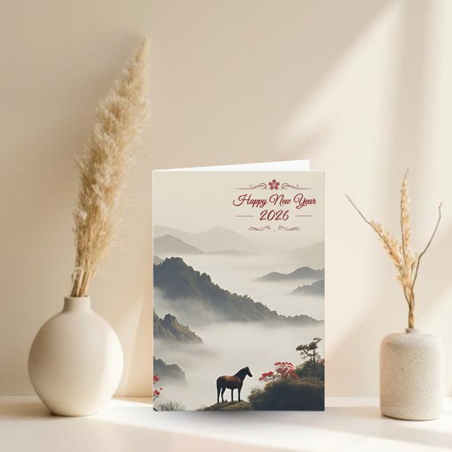 Year of the Horse 2026 Chinese New Year Mountain Holiday Card (Creator Uploaded)