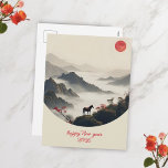 Year of the Horse 2026 Chinese New Year Mountain  Holiday Postcard