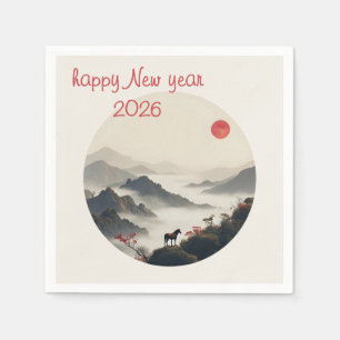 Year of the Horse 2026 Chinese New Year Mountain Napkins