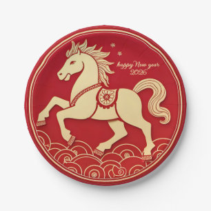 Year of the Horse 2026 Chinese New Year Paper Plates