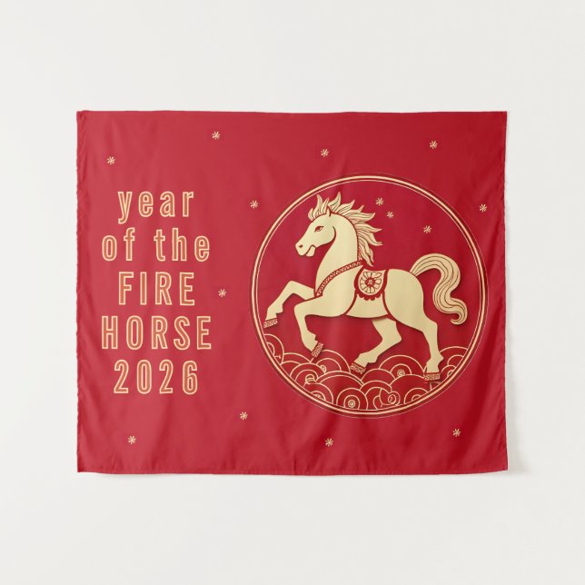 Year of the Horse 2026 Chinese New Year Party Tapestry (Front (Horizontal))