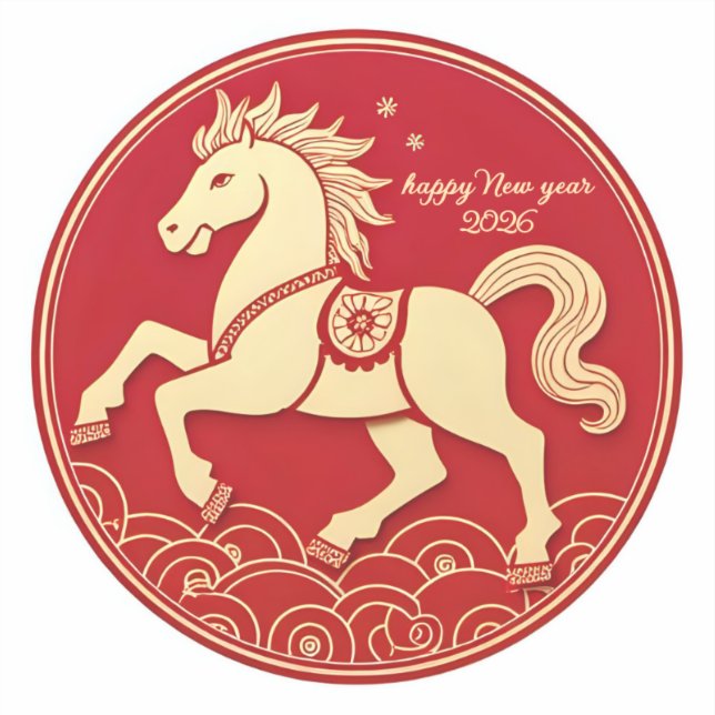 Year of the Horse 2026 Chinese New Year  Sticker (Front)