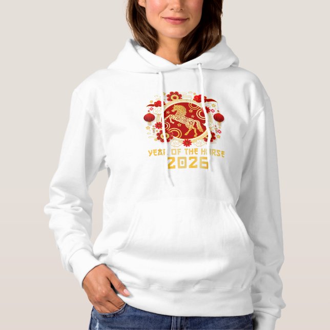Year Of The Horse 2026 - Chinese New Year Zodiac T Hoodie (Front)