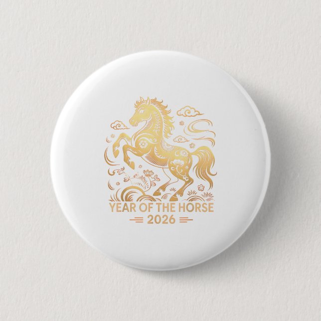 Year Of The Horse 2026 Chinese Zodiac Culture  Button (Front)