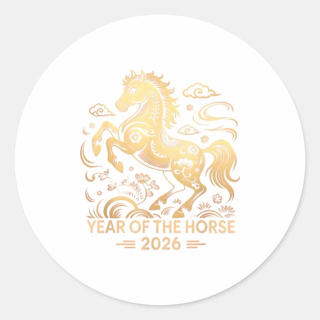 Year Of The Horse 2026 Chinese Zodiac Culture  Classic Round Sticker (Front)