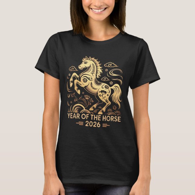 Year Of The Horse 2026 Chinese Zodiac Culture  T-Shirt (Front)