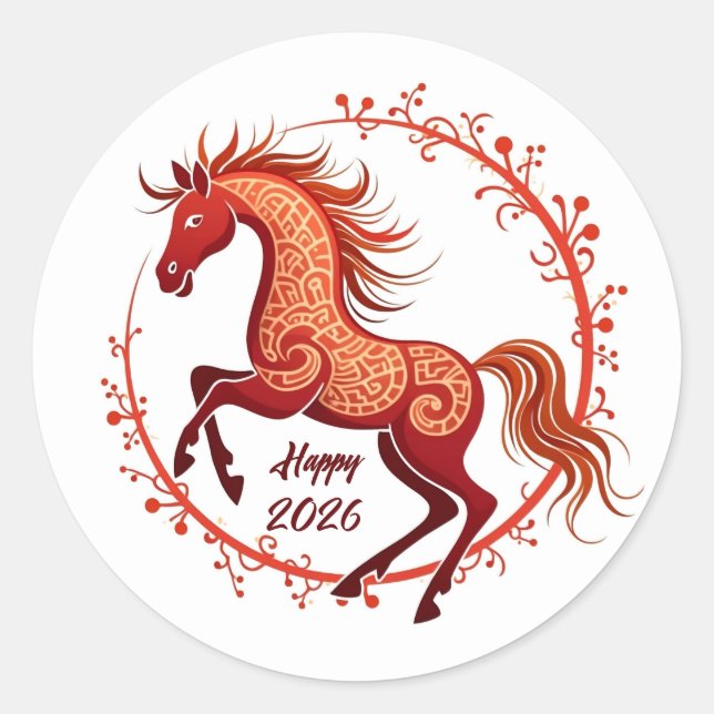 Year of the Horse 2026 Classic Round Sticker (Front)