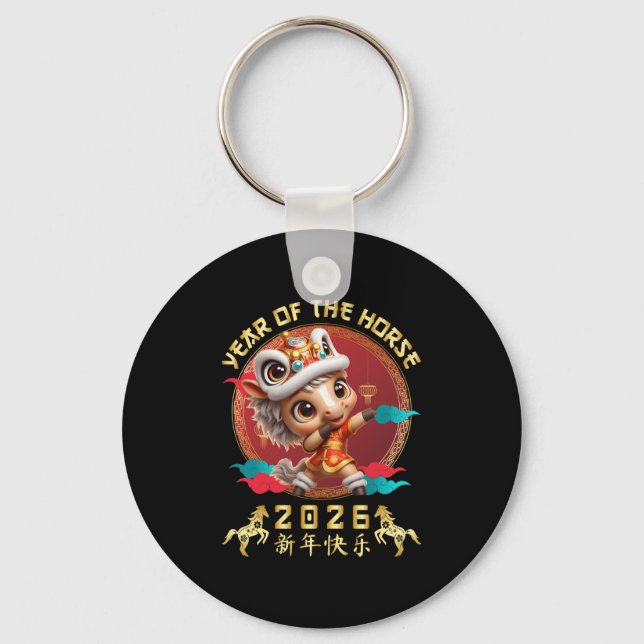 Year Of The Horse 2026 Cute Chinese Lunar New Year Keychain (Front)