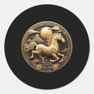 Year Of The Horse 2026 Happy Chinese New Year 2026 Classic Round Sticker
