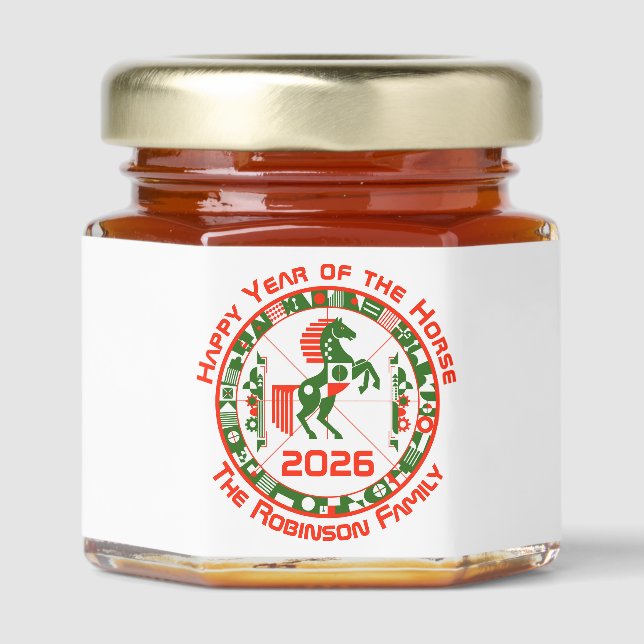 Year of the Horse 2026 Honey Jar Favors (Front)