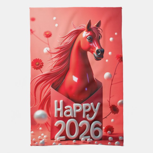 Year of the Horse 2026 Kitchen Towel (Vertical)