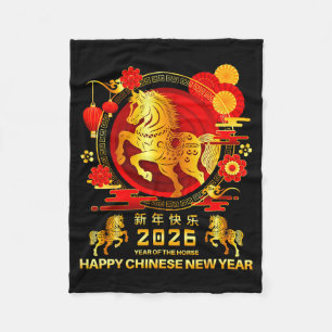 Year Of The Horse 2026 Lunar Chinese New Year Men Fleece Blanket