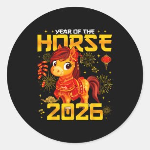Year Of The Horse 2026 Lunar New Year Chinese New Classic Round Sticker