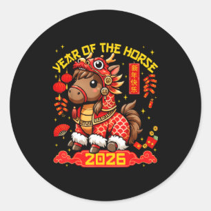 Year Of The Horse 2026 Lunar New Year Chinese New  Classic Round Sticker