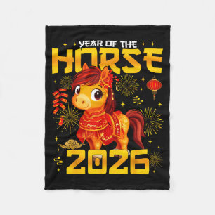 Year Of The Horse 2026 Lunar New Year Chinese New Fleece Blanket