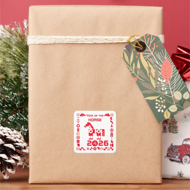 Year of the Horse 2026 Square Sticker (Holiday)