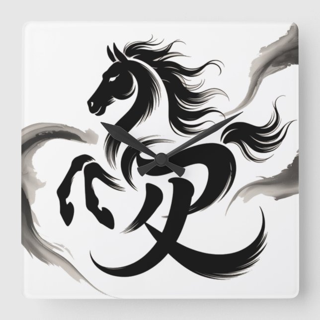 Year of the horse 2026 square wall clock (Front)