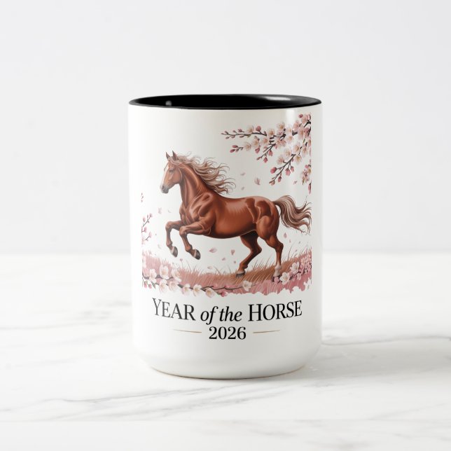 Year of the Horse 2026 Two-Tone Coffee Mug (Center)