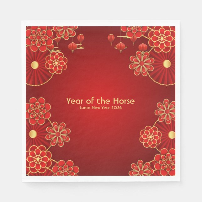 Year of the Horse Chinese New Year Napkins (Front)