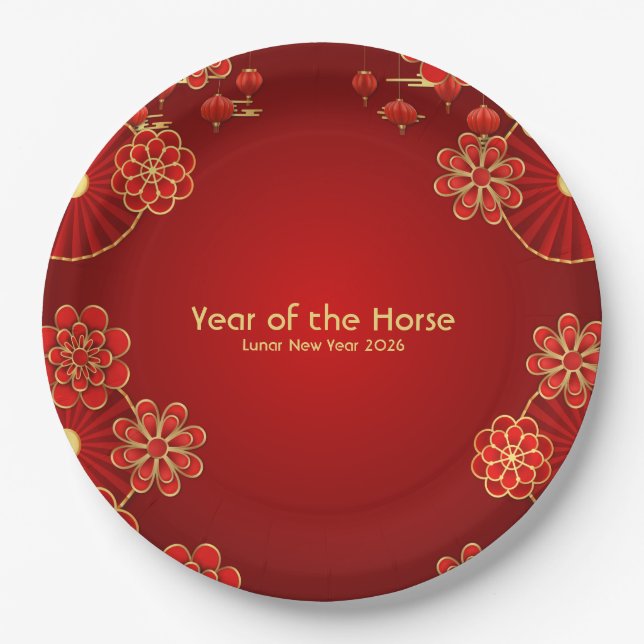 Year of the Horse Chinese New Year Paper Plates (Front)