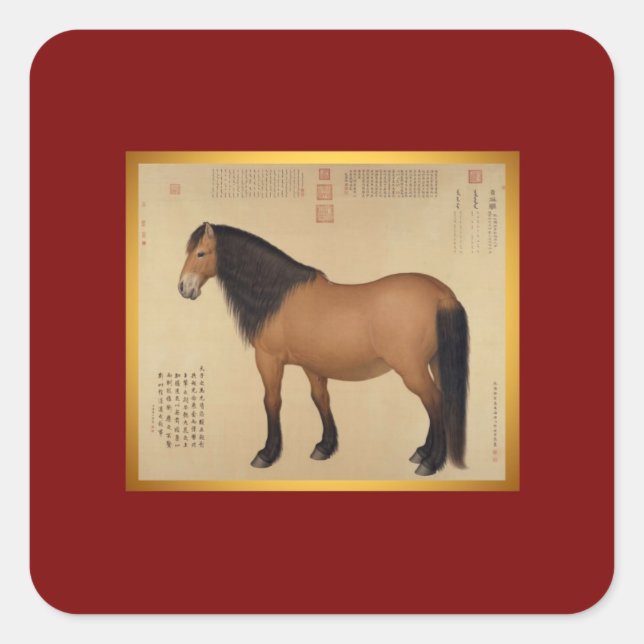 Year of The Horse Chinese New Year Square Sticker (Front)